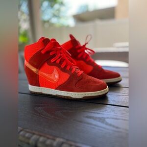 🔥🔥 2012 Nike Dunk Sky High Suede “ Total Crimson “ Wedge Shoes! 🔥🔥